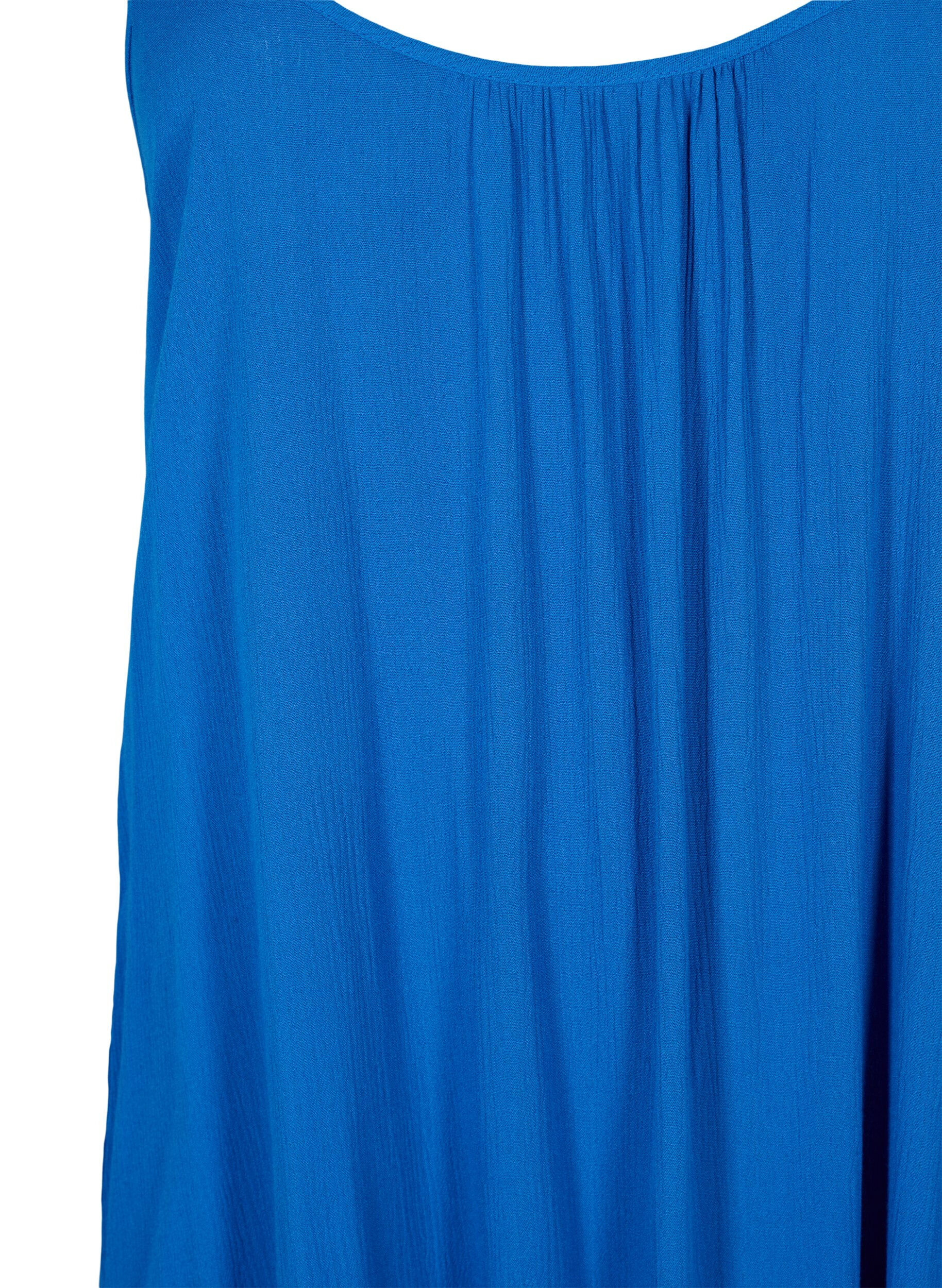 Zizzi Einfarbiges Tr&auml;gerkleid aus Viskose, Blau, Packshot image number 2