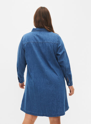 Jeanskleid mit Knöpfen, Blue denim, Model image number 1