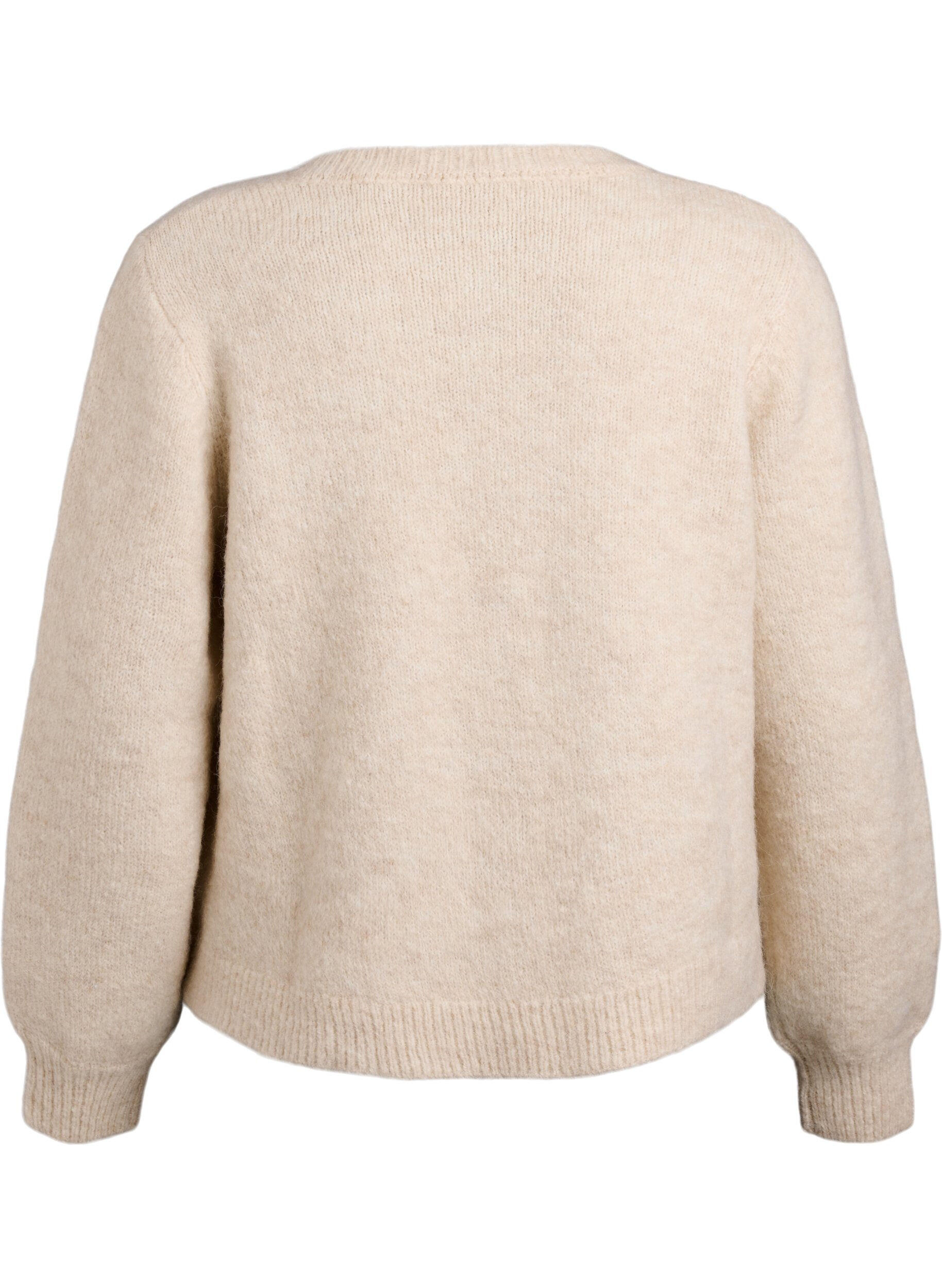 Zizzi Cardigan aus Wolle und Alpaka mit Zierkn&ouml;pfen, Beige, Packshot image number 1