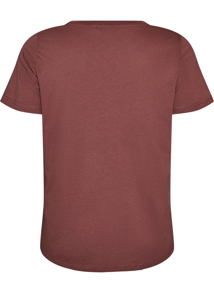 T-Shirt aus Baumwolle mit Frontprint und V-Ausschnitt, Rot, Packshot image number 1
