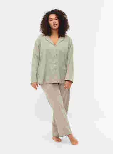 Hose aus Baumwolle mit Struktur, Seagrass , Model image number 0
