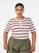 Ripp-T-Shirt mit Streifen und Knopfdetail, Lila, Model image number 0