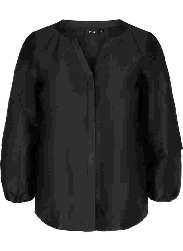 Strukturierte Jacke mit V-Ausschnitt, Black, Packshot image number 0