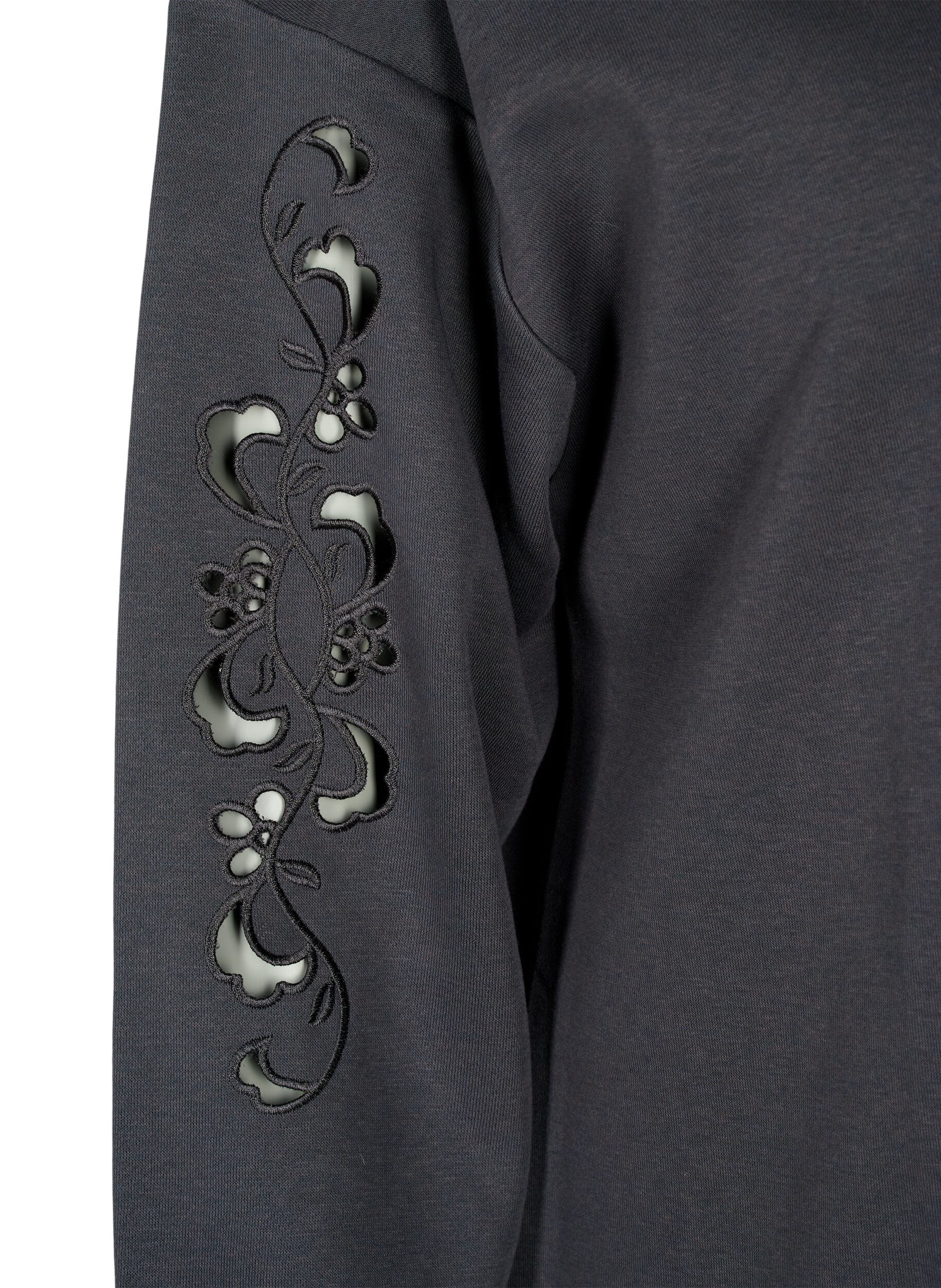 Zizzi Sweatkleid mit gestickten Details, Dark Grey, Packshot image number 3