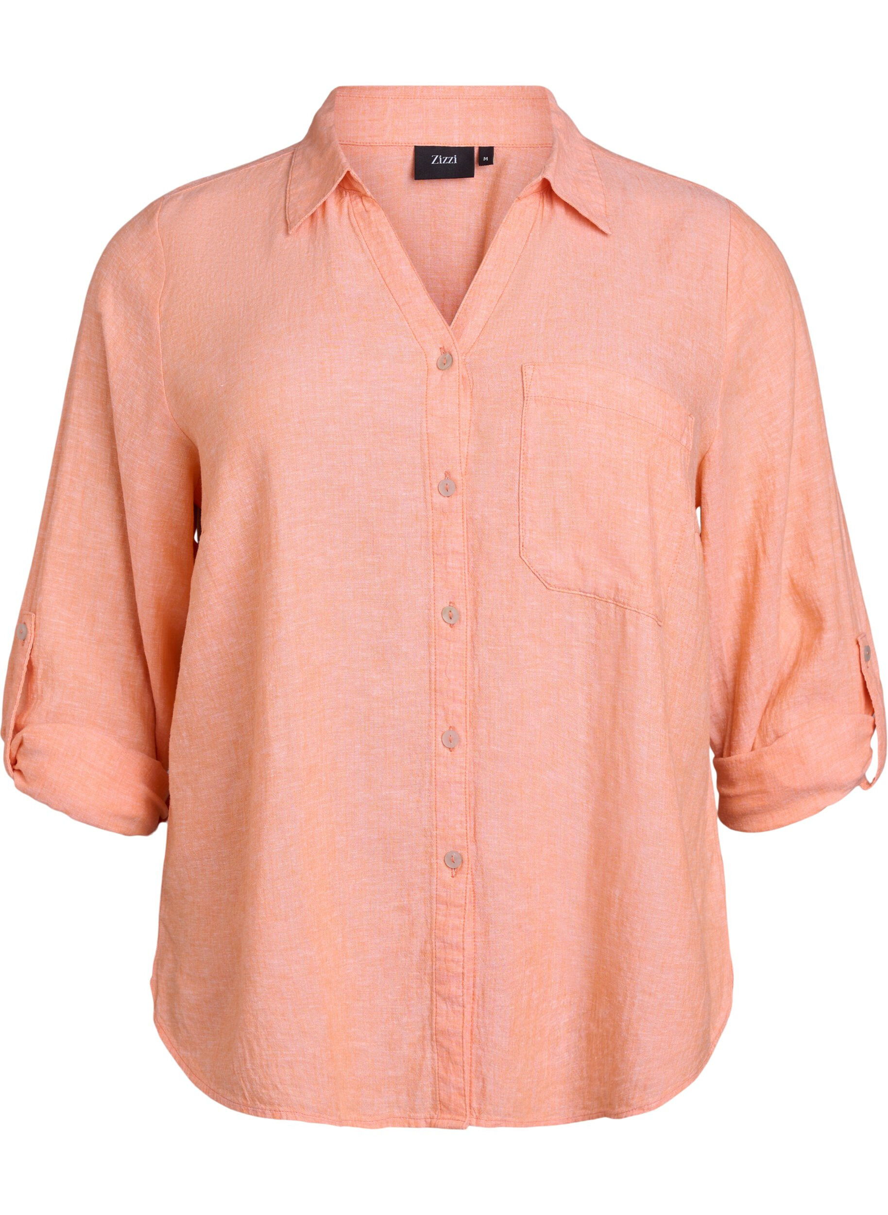 Bluse aus Leinen und Viskose mit 3/4-&Auml;rmeln