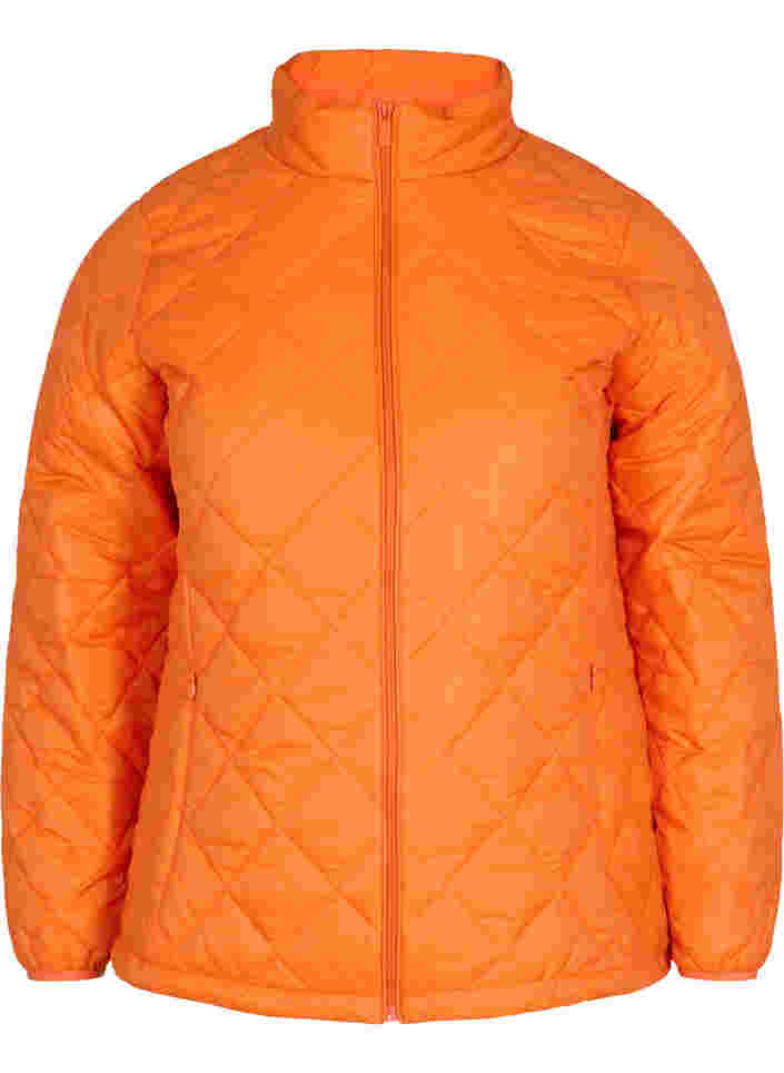 Gesteppte Leichtgewichtsjacke mit Reißverschluss und Taschen, Mandarin Orange, Packshot image number 0