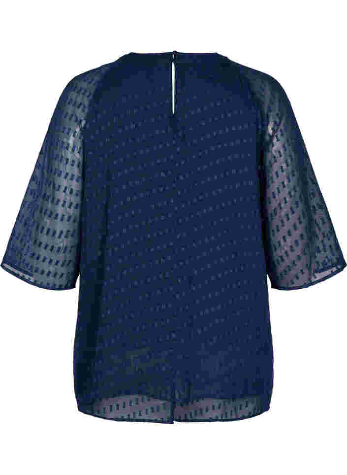 Bluse mit 2/4 Ärmeln aus gemustertem Chiffon, Evening Blue, Packshot image number 1
