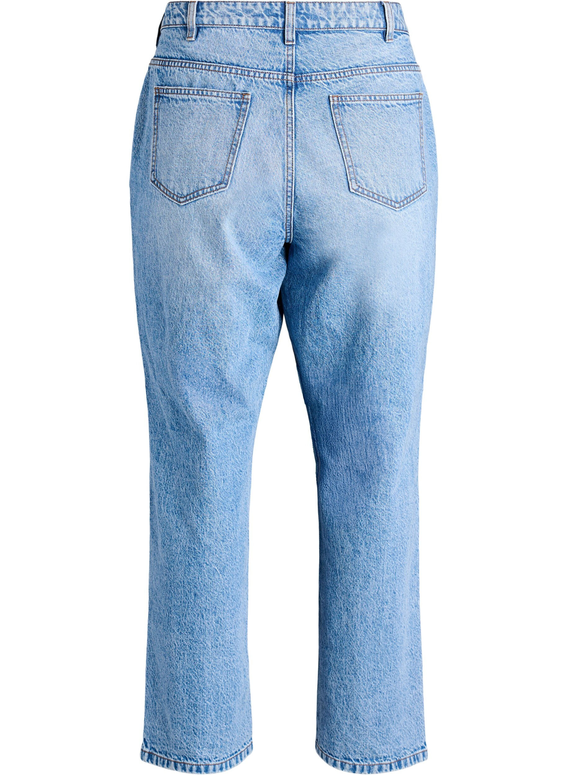 Zizzi High Waist Jeans mit geradem Bein, Blau, Packshot image number 1