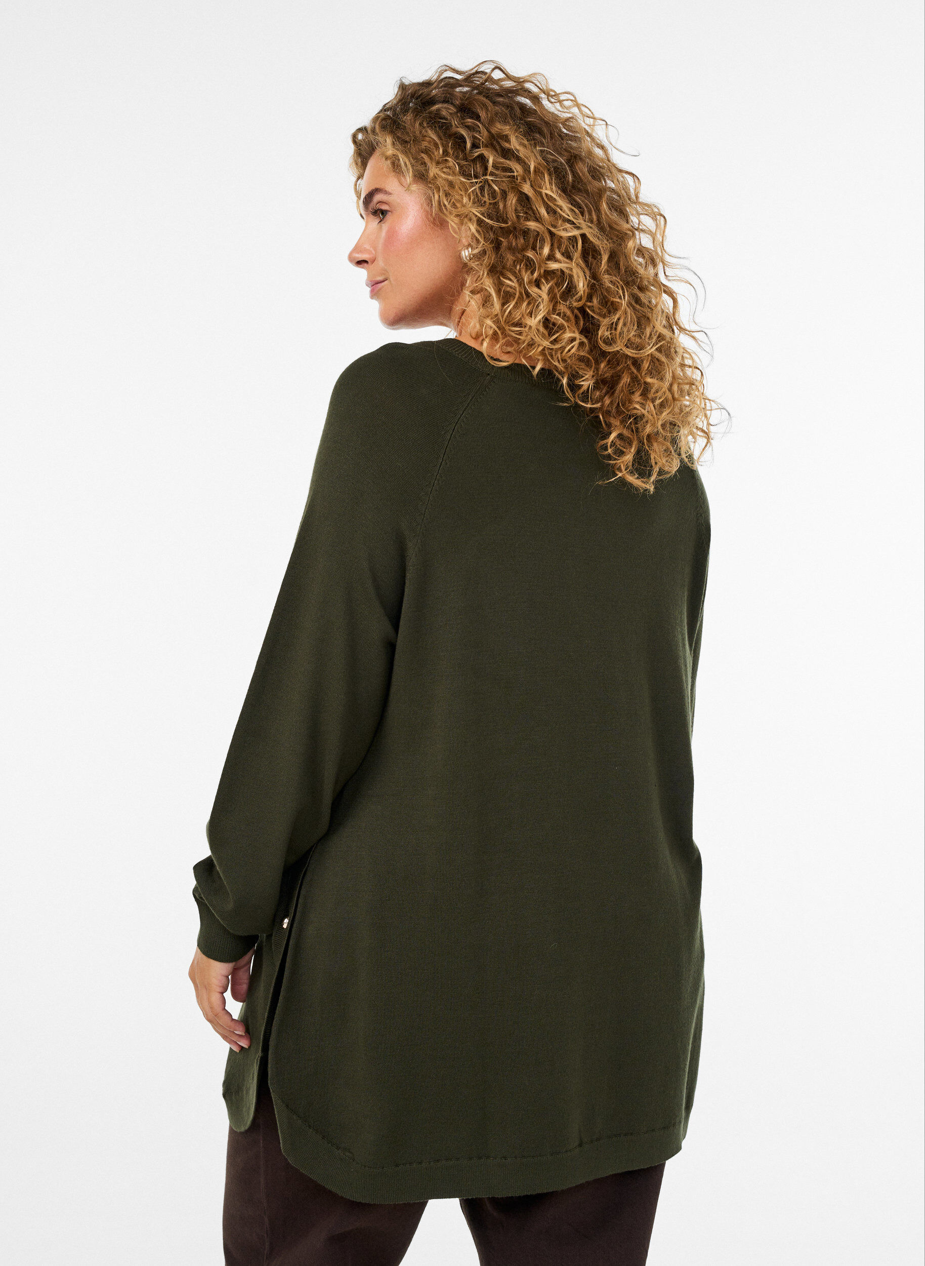 ZizziStrickbluse mit seitlichen Kn&ouml;pfen, Gr&uuml;n, Model image number 2