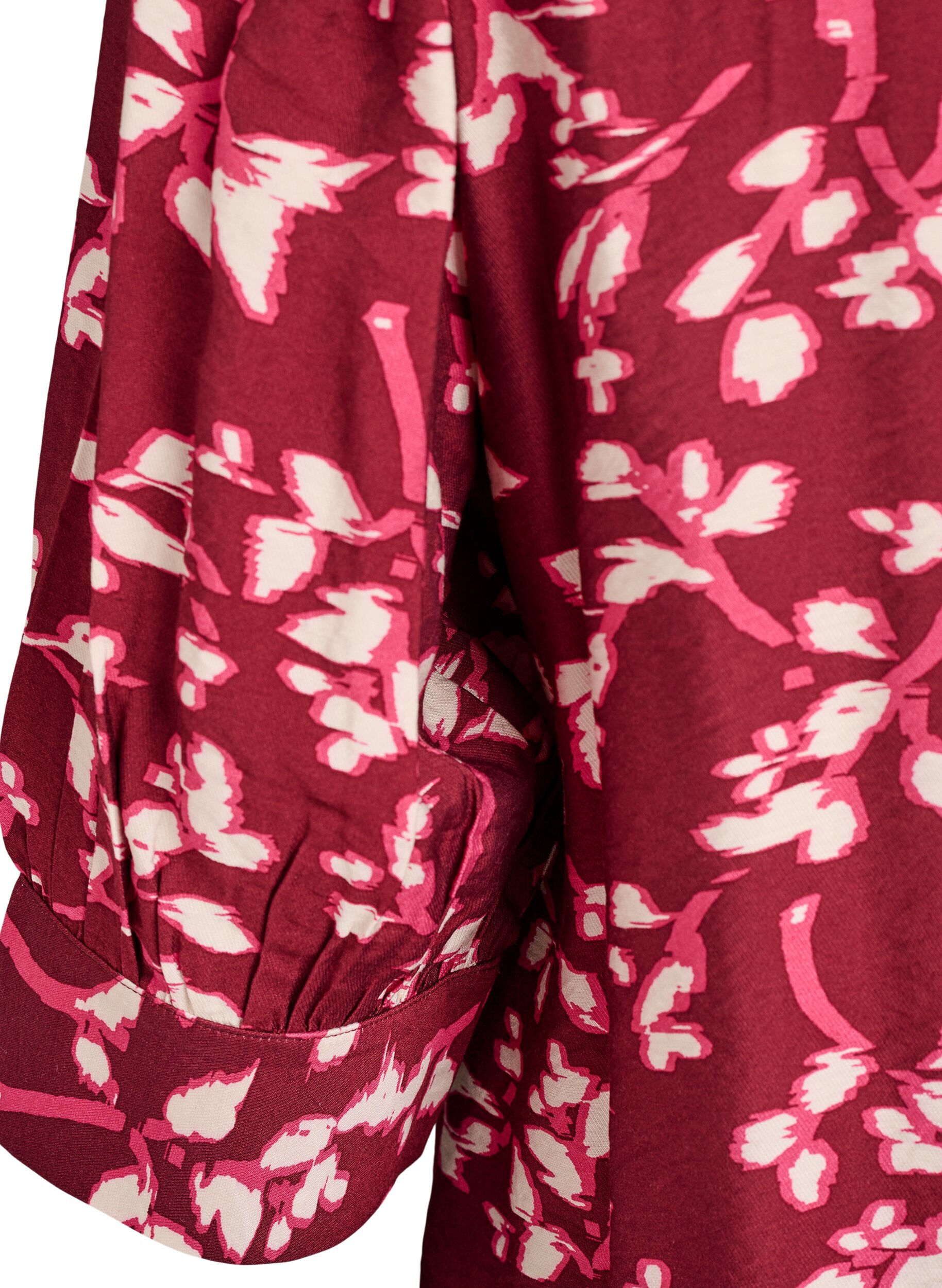 Zizzi Bluse mit V-Ausschnitt und 3/4-&Auml;rmeln, Rot, Packshot image number 3