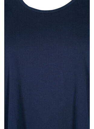 Basic T-Shirt aus Baumwolle mit 3/4-Ärmeln, Navy Blazer, Packshot image number 2