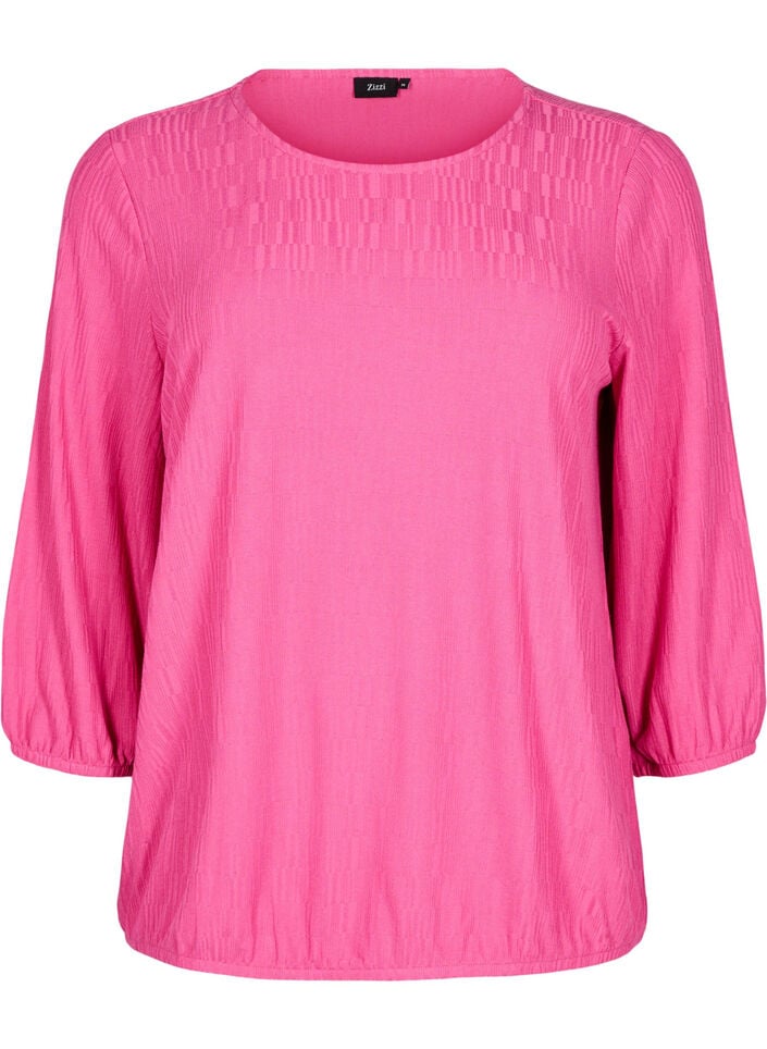 Bluse mit Struktur und 3/4-&Auml;rmeln, Rot, Packshot image number 0