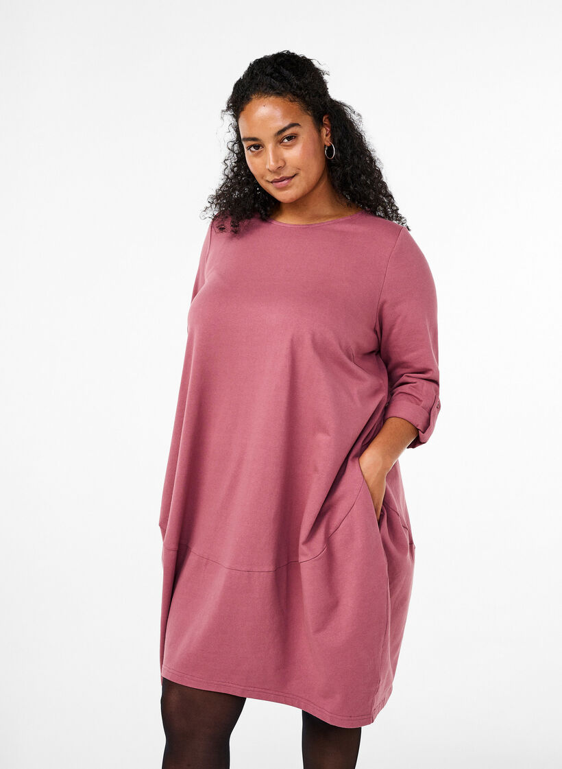 Ballonkleid aus Baumwolle mit Taschen, Rot, Model image number 0