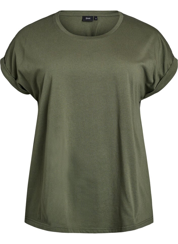 Kurz&auml;rmliges T-Shirt aus einer Baumwollmischung, Gr&uuml;n, Packshot image number 0