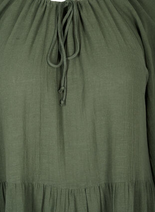 Baumwoll-Kleid mit 3/4 Ärmeln und Binde-Detail, Thyme, Packshot image number 2