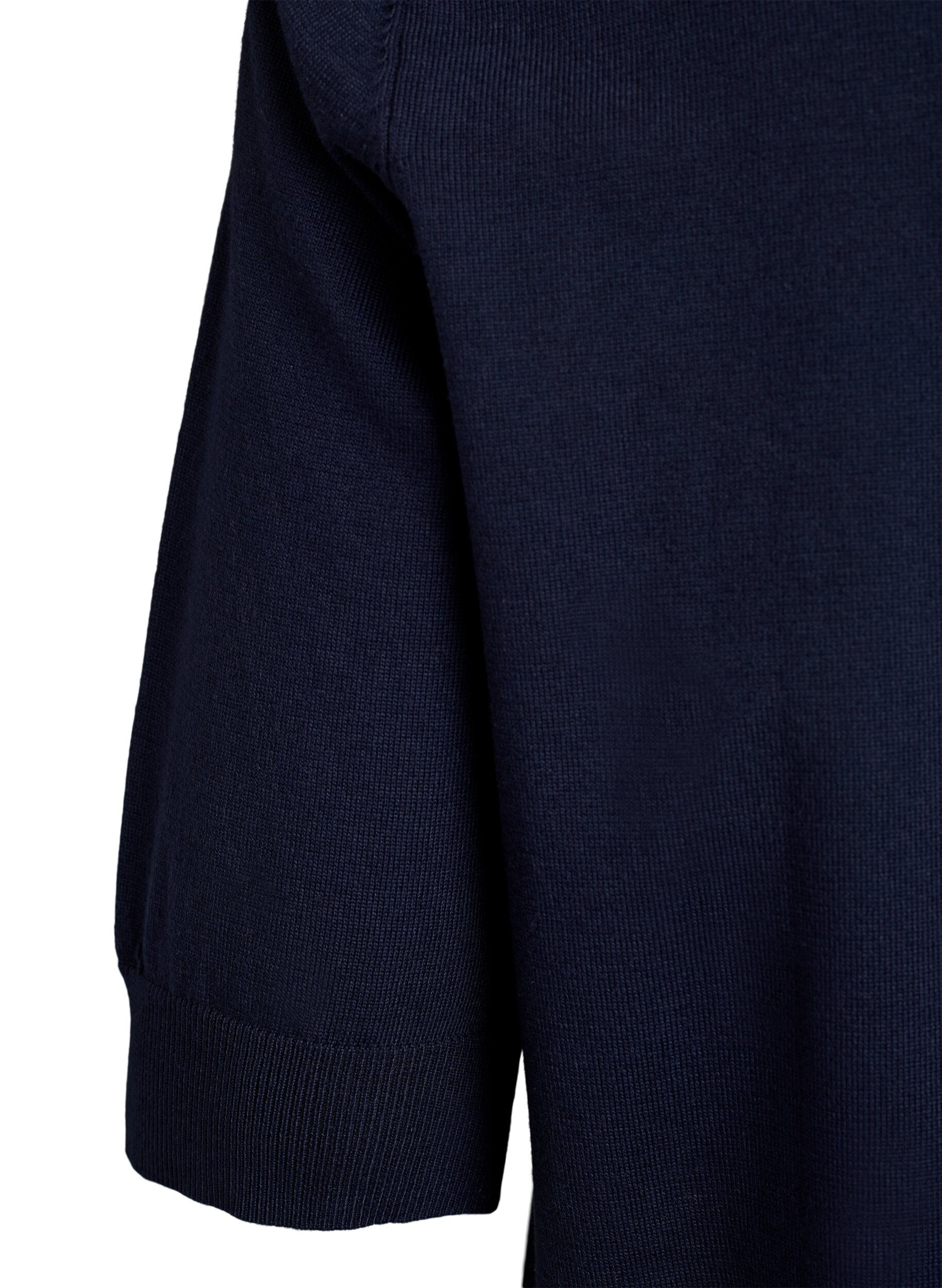 ZizziFein gestrickte Bluse mit kurzen &Auml;rmeln, Blau, Packshot image number 3