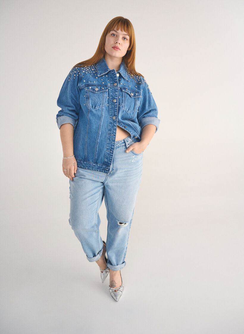 Mille Mom Fit Jeans mit Destroyed-Details, Blau, Image