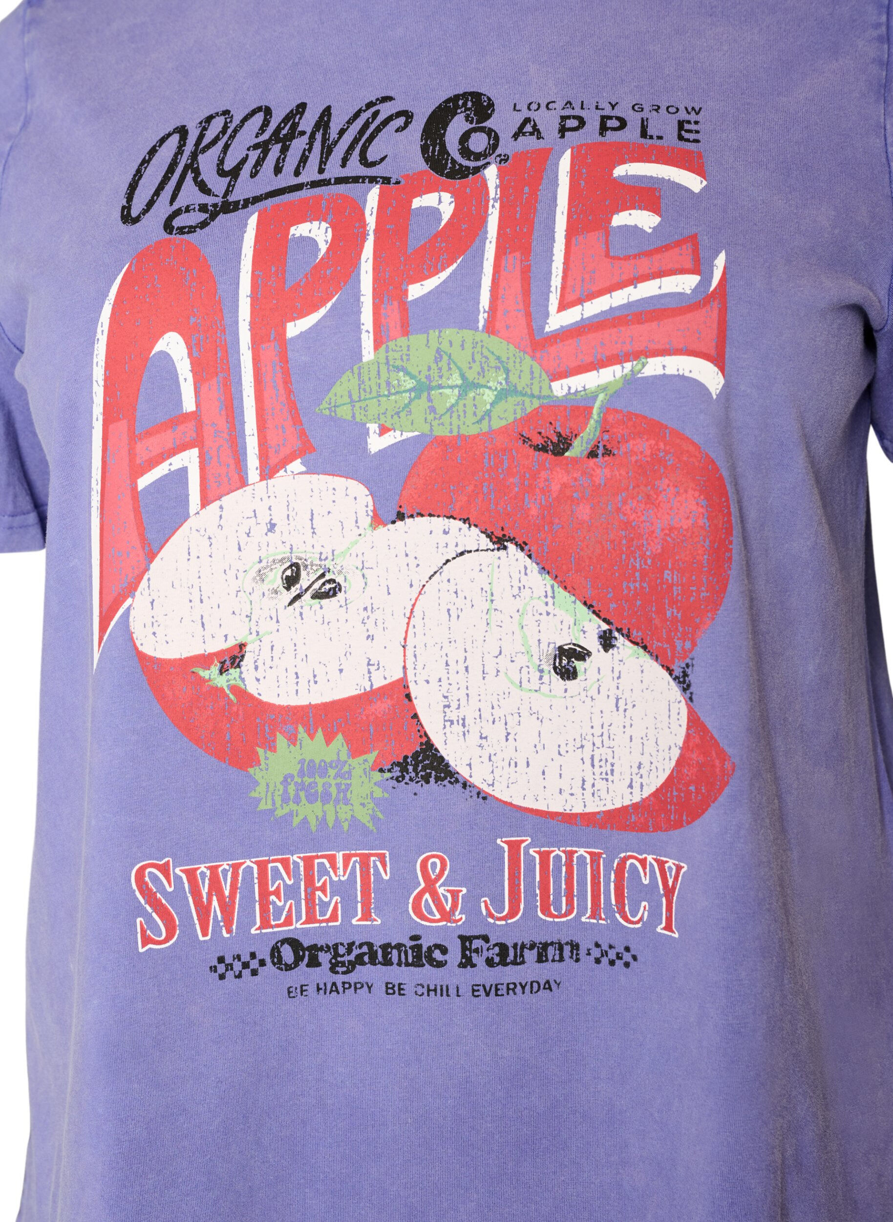 ZizziBaumwoll-T-Shirt mit Frontprint und gewaschener Optik, Lila, Packshot image number 2