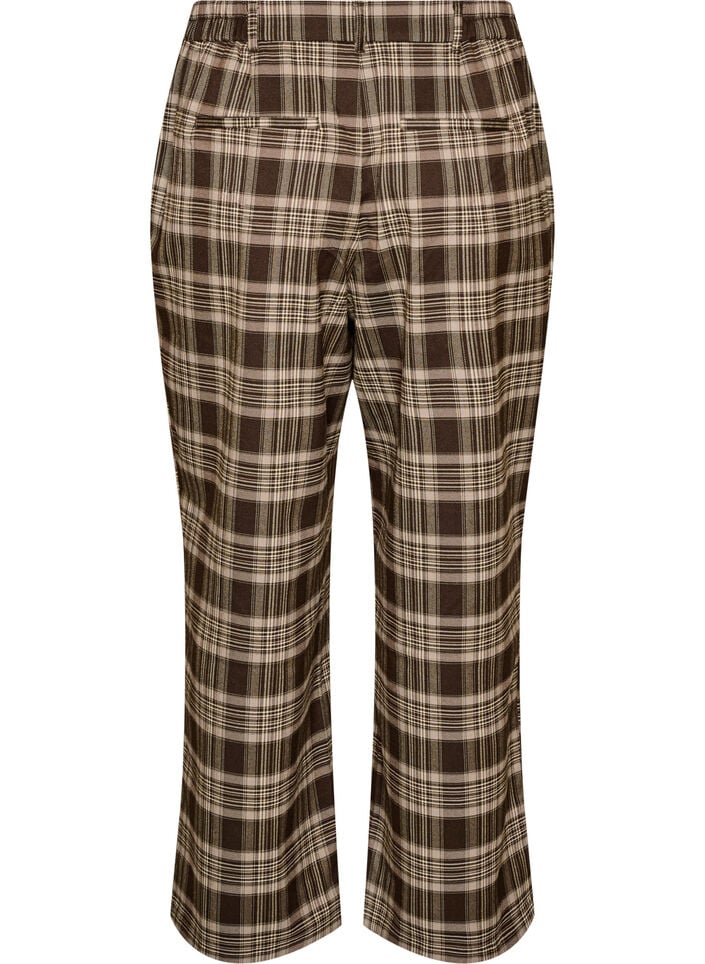 Karierte Hose mit weitem Bein, Braun, Packshot