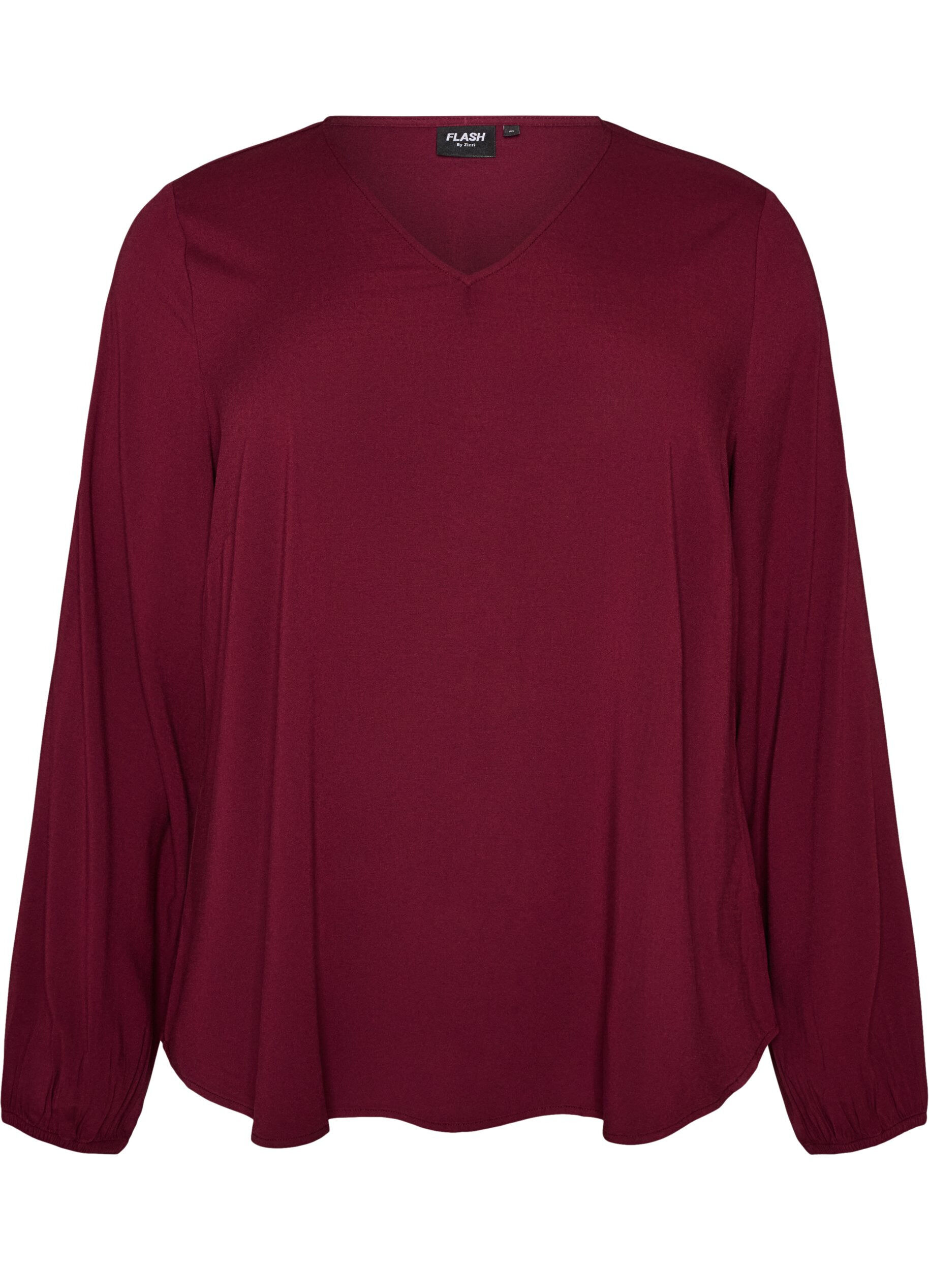 ZizziBluse aus Viskose mit V-Ausschnitt und abgerundetem Saum, Rot, Packshot image number 0