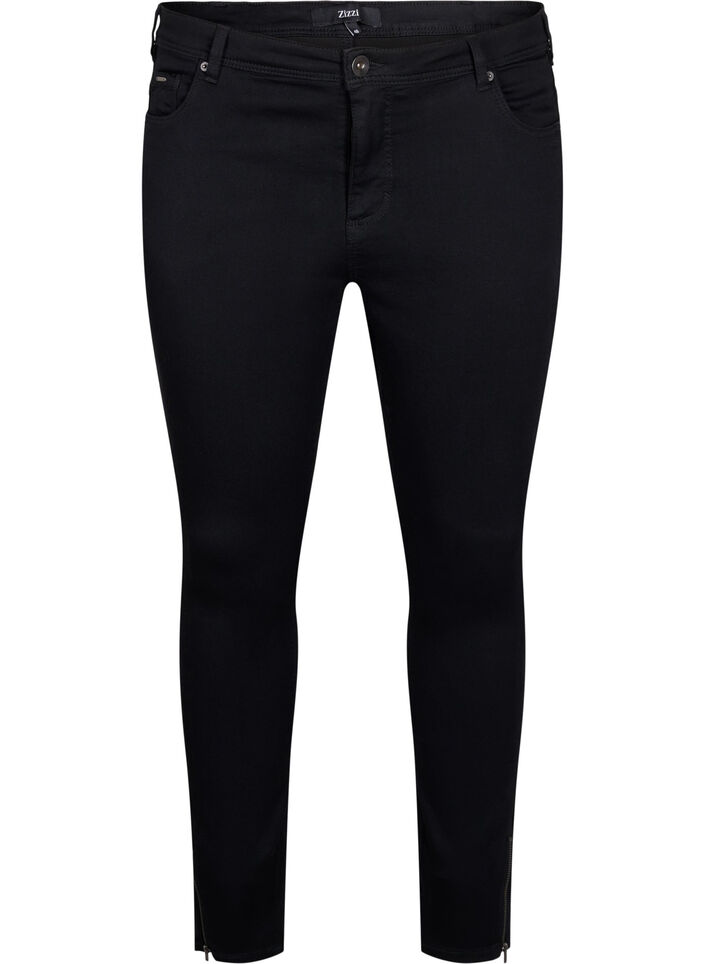 Cropped Amy Jeans mit Rei&szlig;verschluss, Schwarz, Packshot image number 0