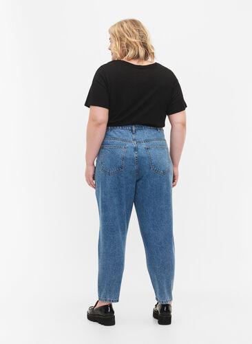 Cropped Mille Jeans mit hoher Taille, Light blue denim, Model image number 1