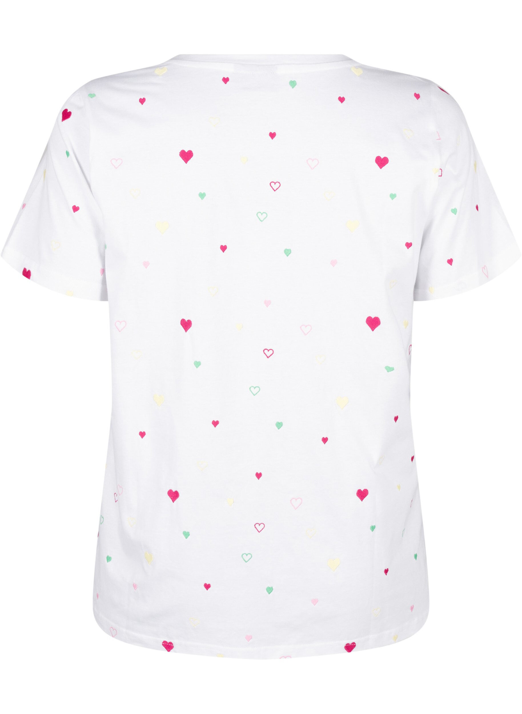 Zizzi T-Shirt aus Bio-Baumwolle mit Herzen, White Heart Emb., Packshot image number 1
