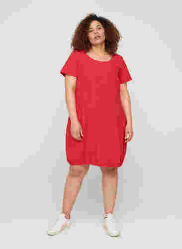 Kurzarm Kleid aus Baumwolle, Lipstick Red, Model image number 2