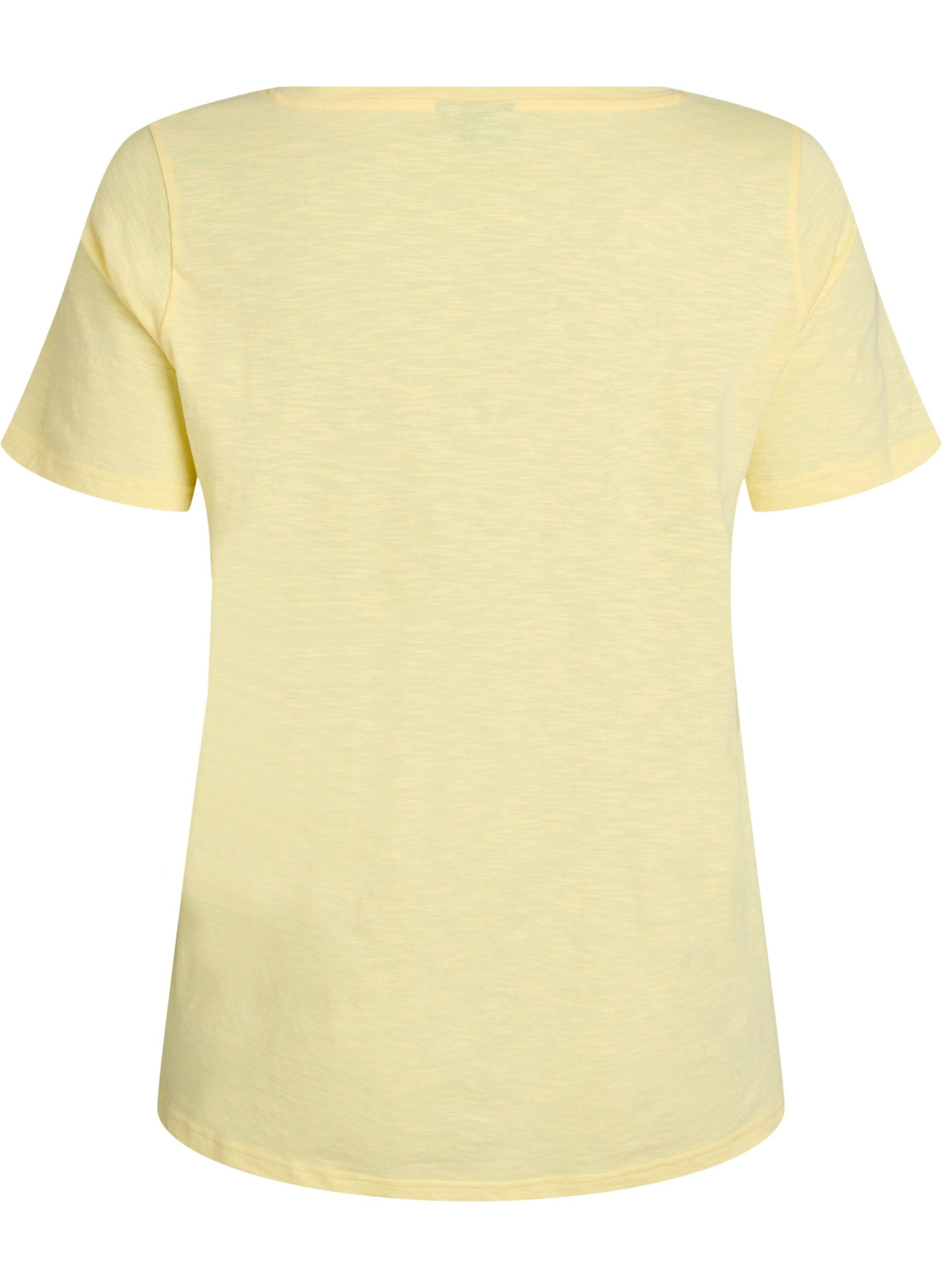 Zizzi Kurz&auml;rmeliges Basic T-Shirt mit V-Ausschnitt, Gelb, Packshot image number 1