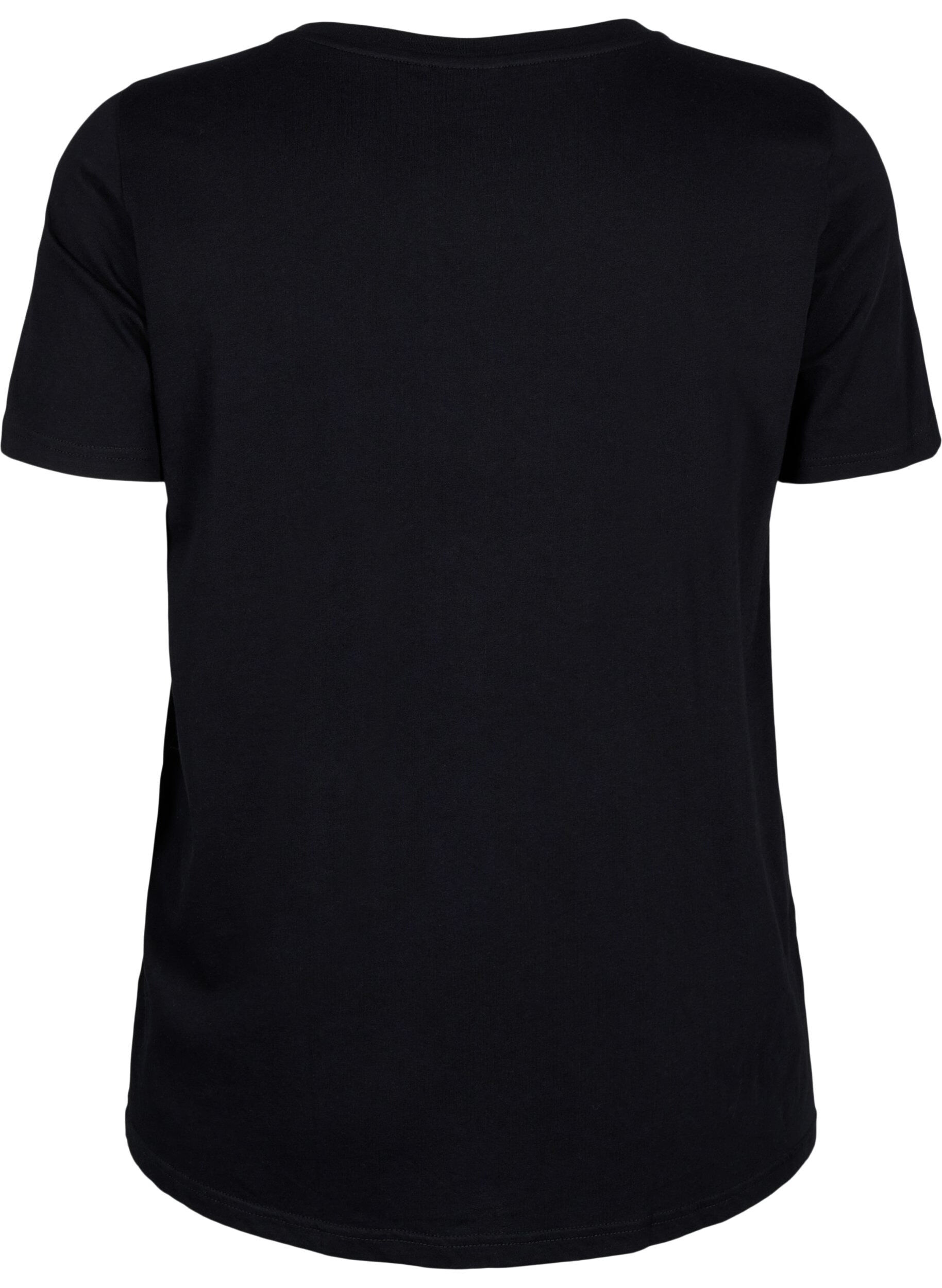 Zizzi T-Shirt mit Text-Motiv, Black W. Black, Packshot image number 1