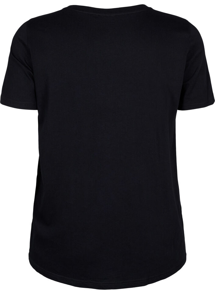 T-Shirt mit Text-Motiv, Black W. Black, Packshot image number 1