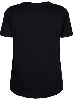 T-Shirt mit Text-Motiv, Black W. Black, Packshot image number 1