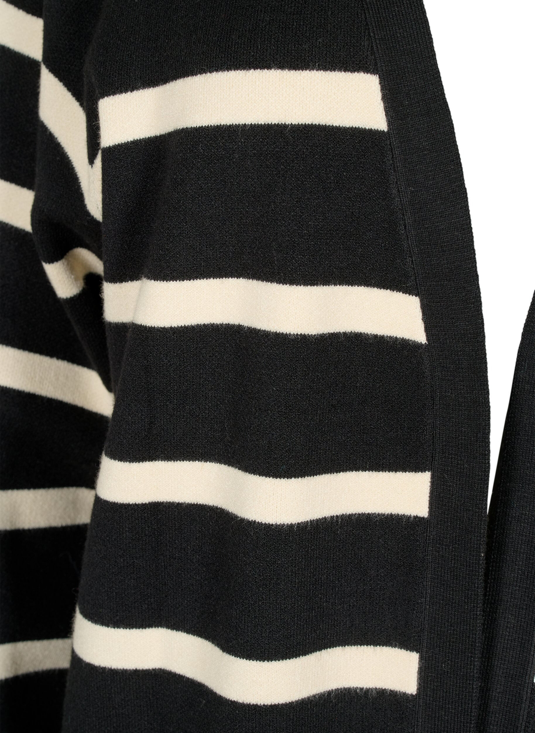 Zizzi Gestreifte Strickjacke aus Viskosemischung, Black w. Birch, Packshot image number 2