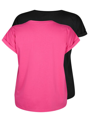 2er-Pack kurzärmlige T-Shirts, Fuchsia P / Black, Packshot image number 1