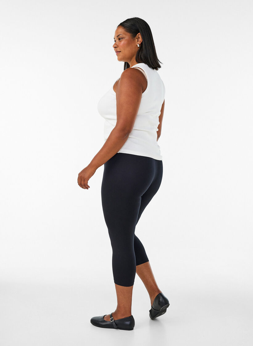 Basic 3/4-Leggings aus Viskose, Schwarz, Model image number 2