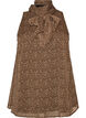 &Auml;rmellose, hochgeschlossene Bluse mit Schleife, Braun, Packshot image number 0