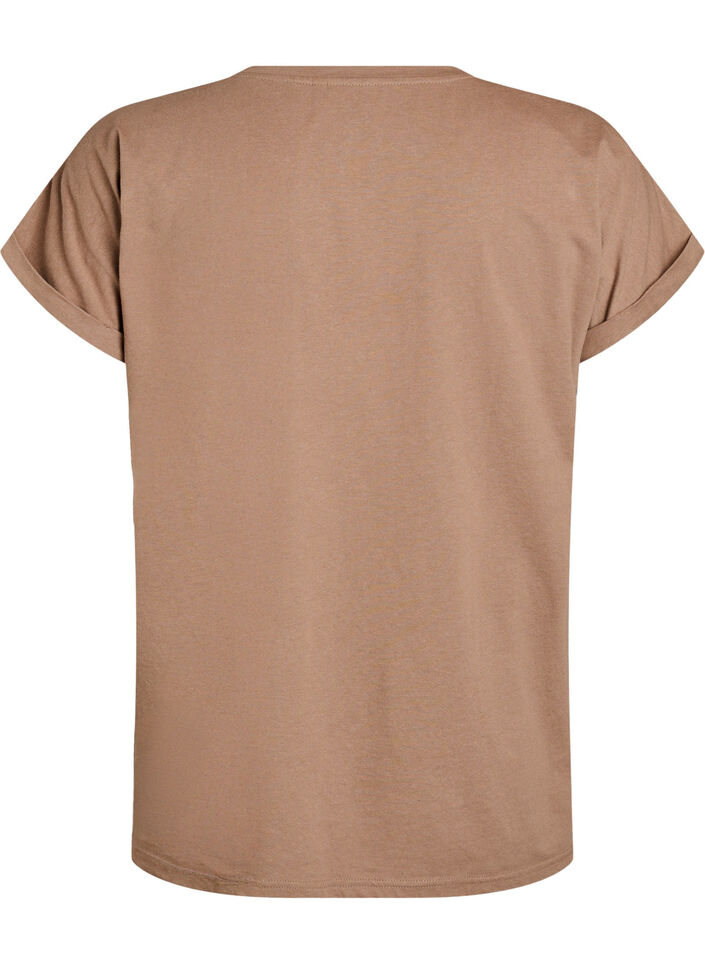 Kurz&auml;rmeliges T-Shirt aus einer Baumwollmischung, Braun, Packshot image number 1