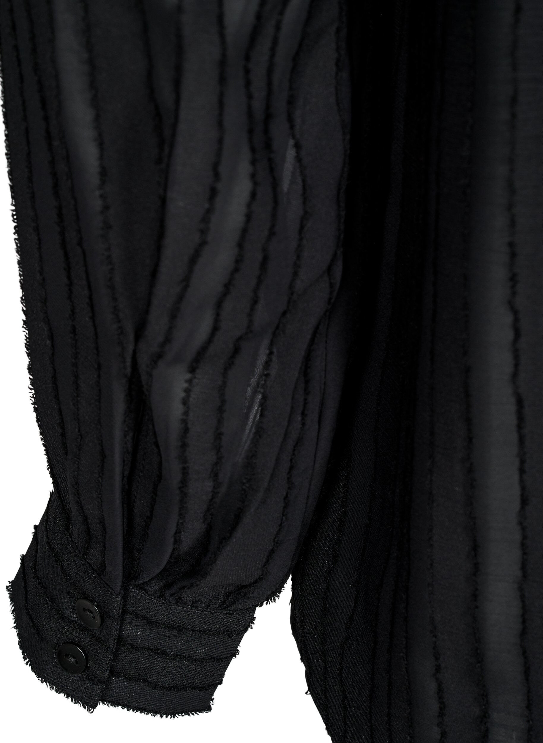 Zizzi Streifenbluse mit transparenten Streifen, Schwarz, Packshot image number 3