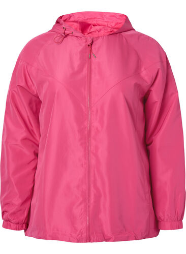 Kurze Jacke mit Kapuze und verstellbarer Saum, Hot Pink, Packshot image number 0