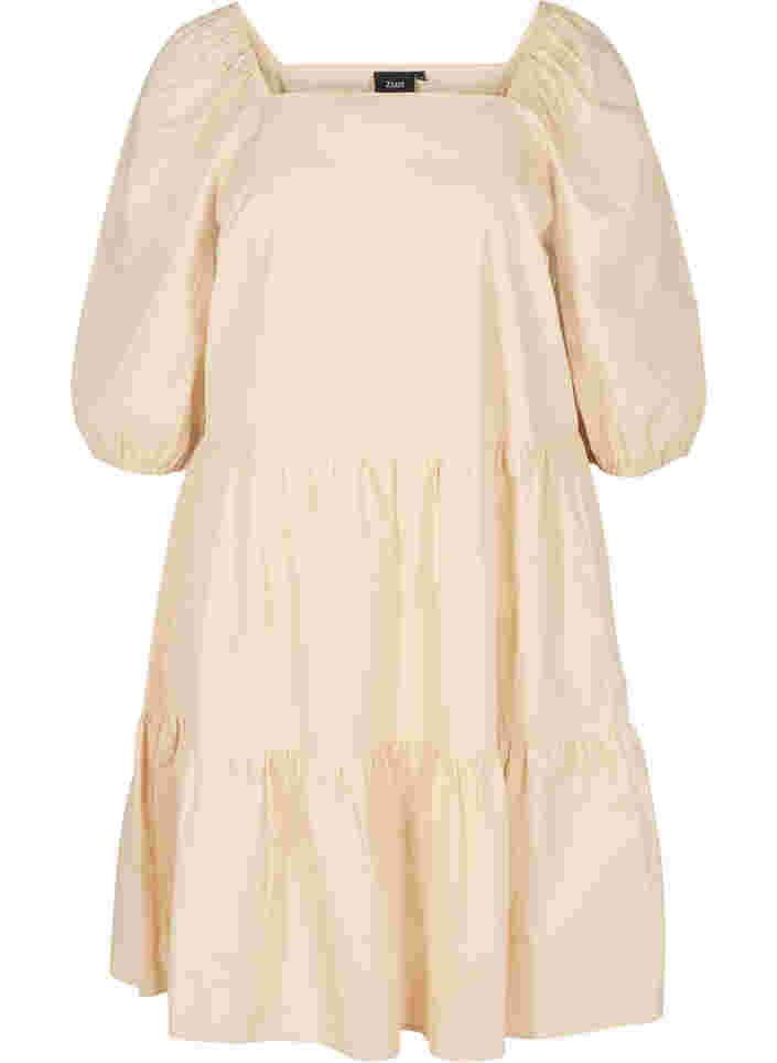 Baumwollkleid mit A-Linie und Ballonärmeln, Pink Tint, Packshot image number 0