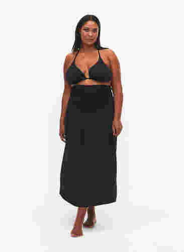Strandkleid aus Viskose mit Smok am Oberteil, Black, Model image number 3