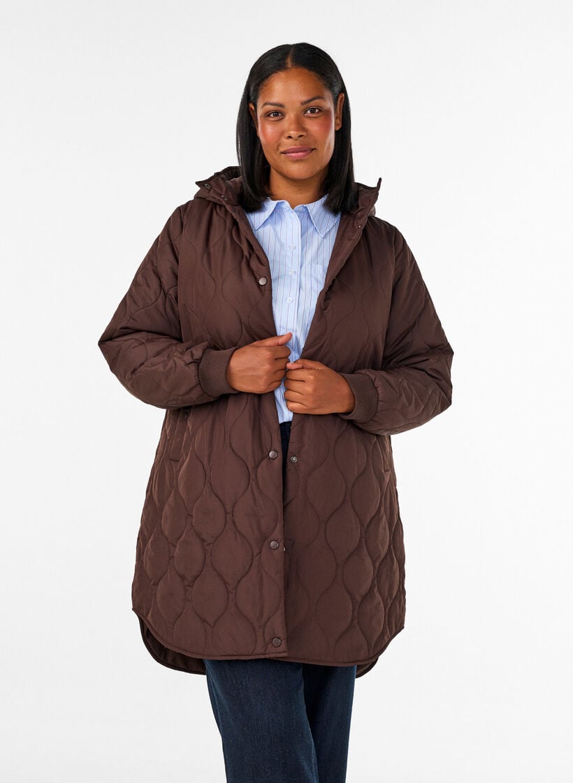 Mittellange Steppjacke mit Kapuze, 1682, Model image number 0