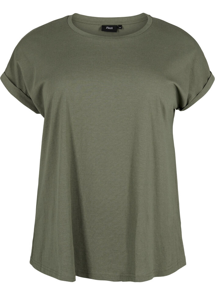 Kurz&auml;rmeliges T-Shirt aus einer Baumwollmischung, Gr&uuml;n, Packshot image number 0