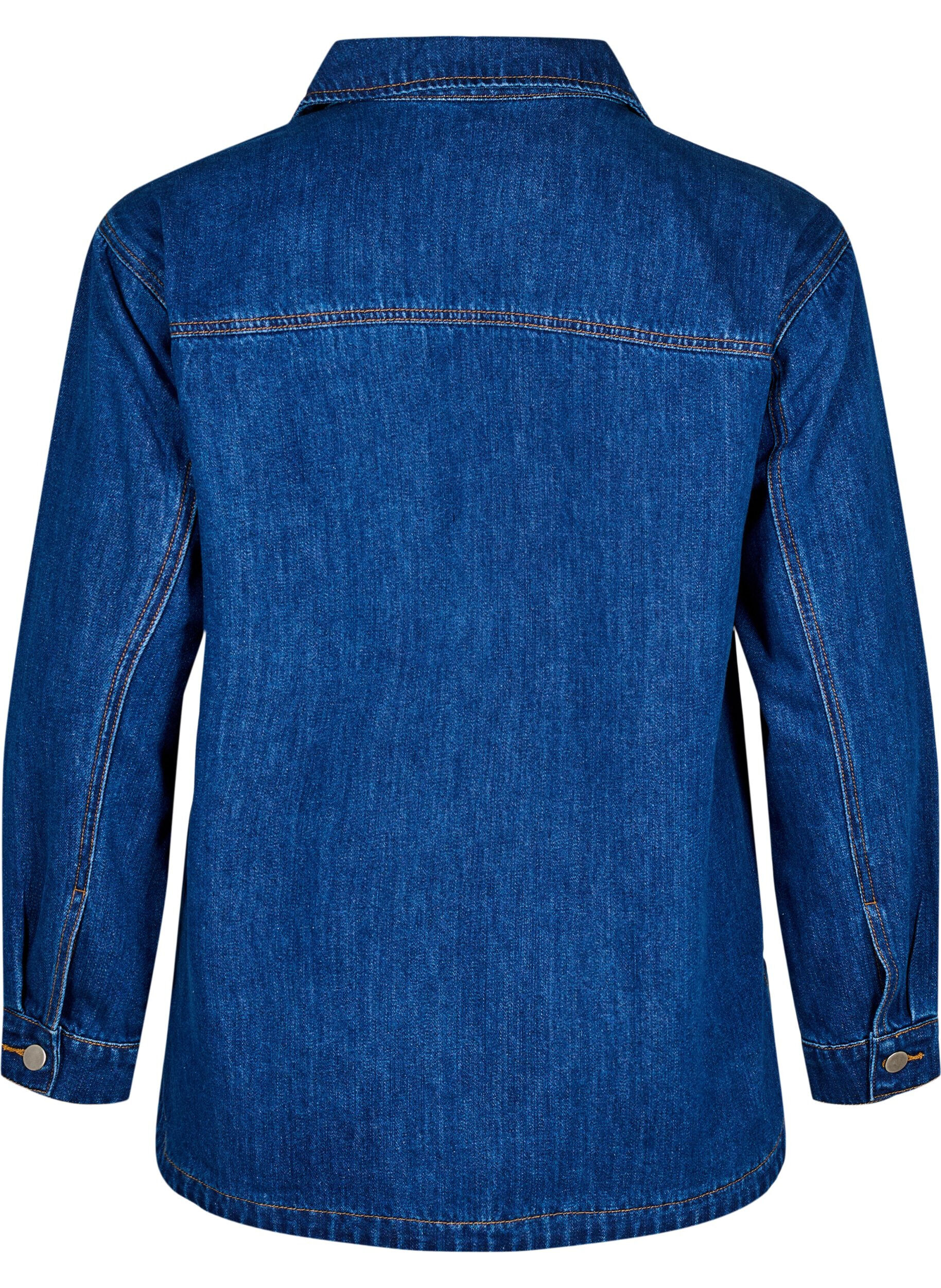 Zizzi Jeansbluse mit Kragen, Unwashed, Packshot image number 1