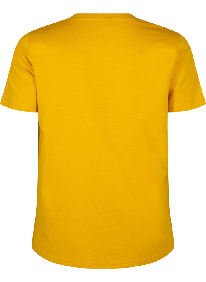 Basic-T-Shirt aus Baumwolle mit Rundhalsausschnitt, Gelb, Packshot image number 1