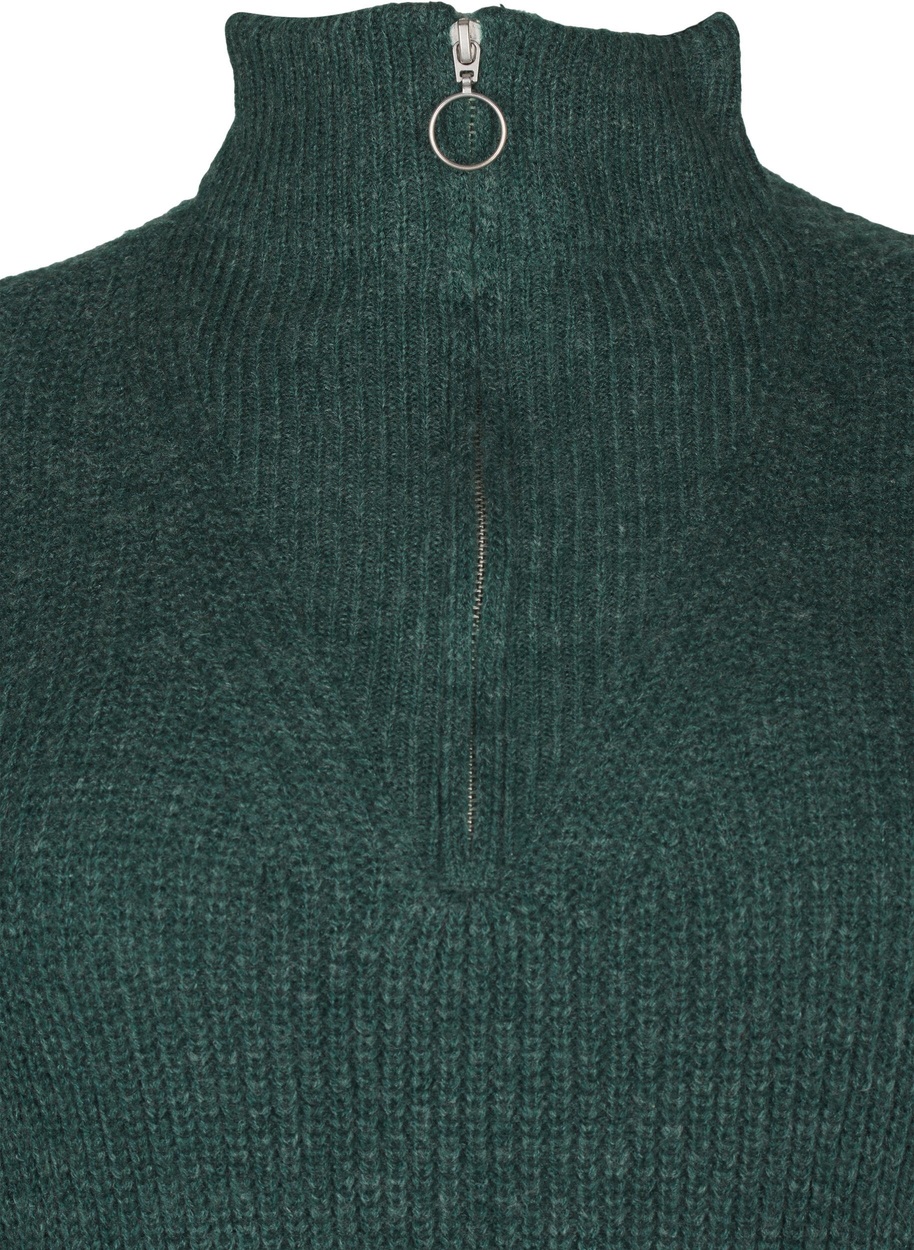 Zizzi Flash - Strickkleid mit hohem Kragen, Sea Moss Mel., Packshot image number 2