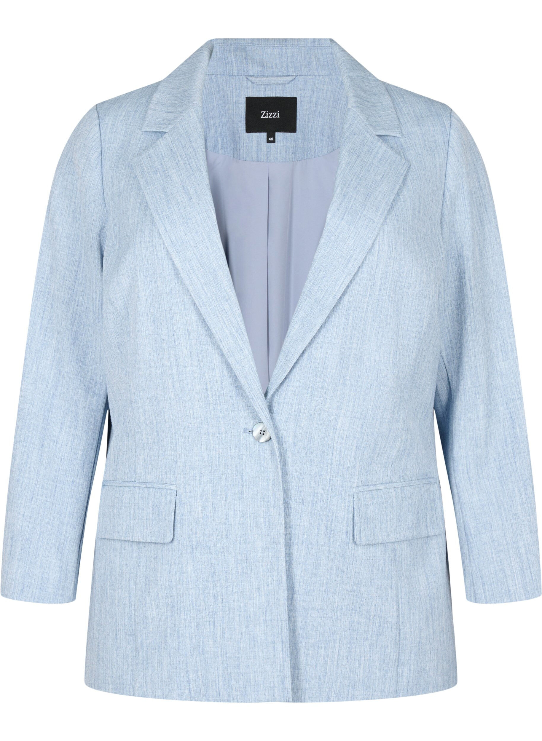 Zizzi Melierter Blazer mit Knopfverschluss, Infinity , Packshot image number 0
