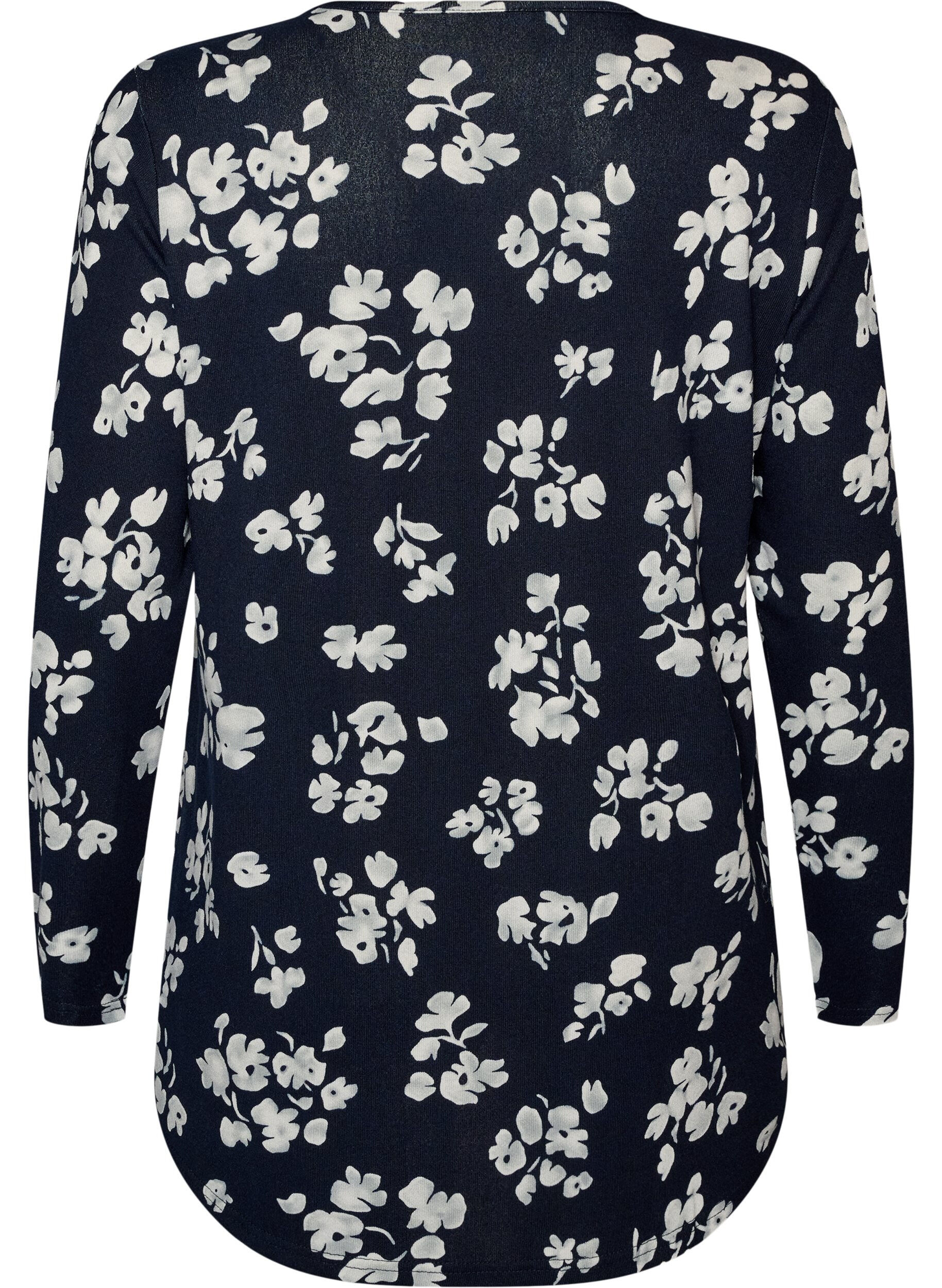 ZizziBluse mit Blumenmuster und langen &Auml;rmeln, Blau, Packshot image number 1