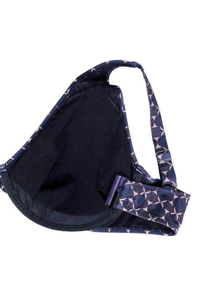 Bedrucktes Bikinioberteil mit Bügel, Blau, Packshot image number 3