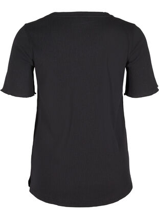 Kurzarm T-Shirt aus Rippqualität, Black, Packshot image number 1